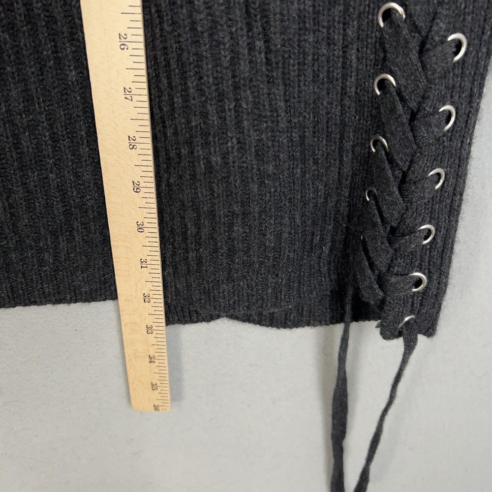 Autumn Cashmere Cardigan Sweater Womens XS Gray Ribbed Open Lace Up Sides Knit - Picture 11 of 12